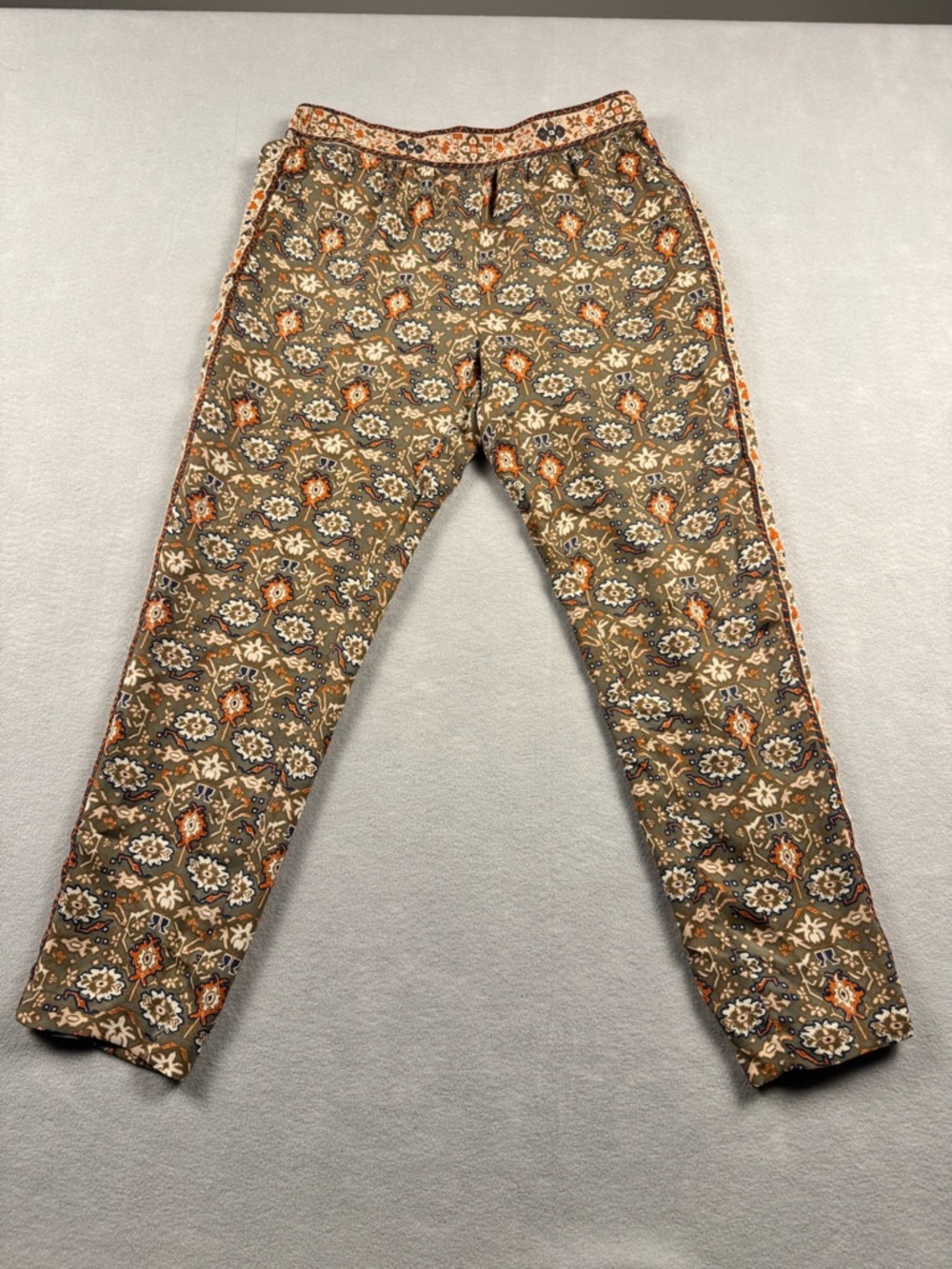 Joie Silk Straight Leg Pull On Pants XS Graphic Print Stripe Boho Festival Chic